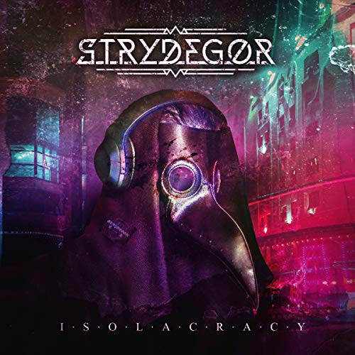 "Album cover featuring a person in a gas mask with headphones."