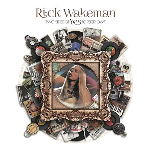Rick Wakeman album cover with ornate frame and surrounding records.