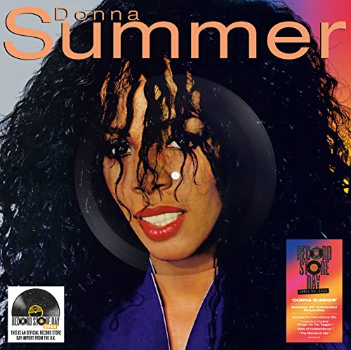 Donna Summer album cover featuring a portrait and a record disc.
