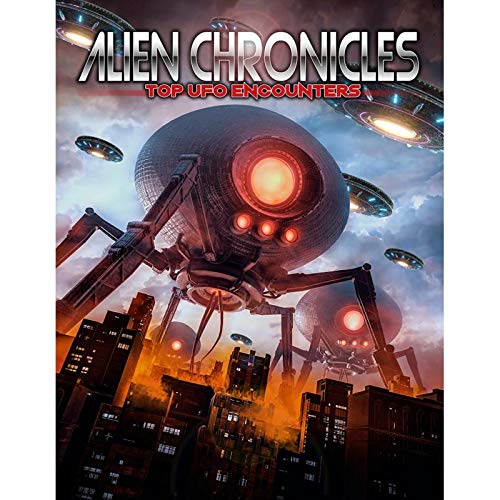 "Alien Chronicles: Top UFO Encounters DVD cover featuring UFOs over a cityscape."