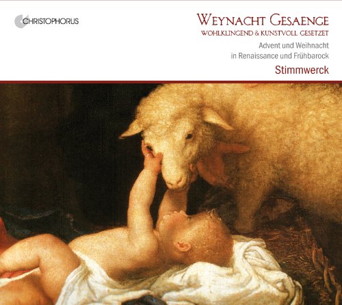 "CD cover featuring a painting of a lamb and baby Jesus."