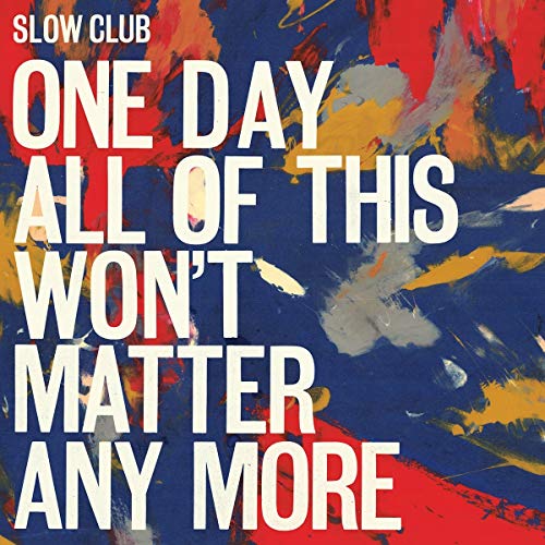Album cover with abstract blue, red, and yellow background and white text overlay.