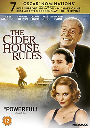 DVD cover for "The Cider House Rules" featuring Tobey Maguire and Michael Caine.