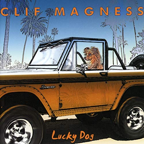 CD cover: orange vintage Bronco with a small, fluffy dog inside.