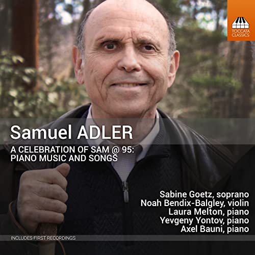 CD cover featuring portrait of composer Samuel Adler, with artist names.