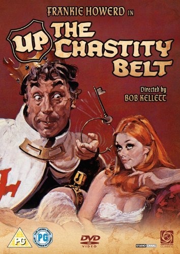 DVD cover for "Up The Chastity Belt" featuring a king and woman.