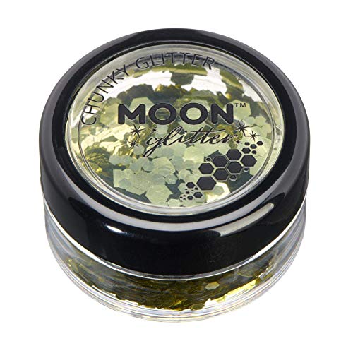 Classic Chunky Glitter by Moon Glitter - Gold - Cosmetic Festival Makeup Glitter for Face, Body, Nails, Hair, Lips - 3g