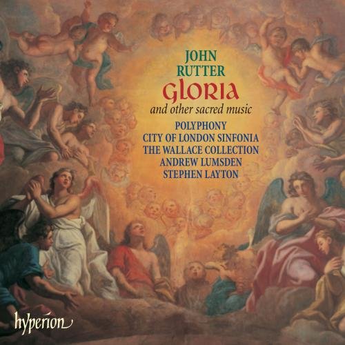 "CD cover featuring a Renaissance-style painting of angels and a list of performers."