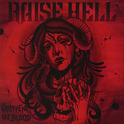 Red album cover with illustration of a woman and ram skull.