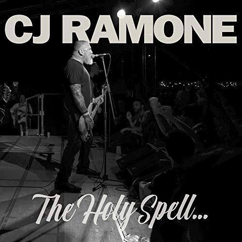 Black and white album cover featuring CJ Ramone performing on stage.