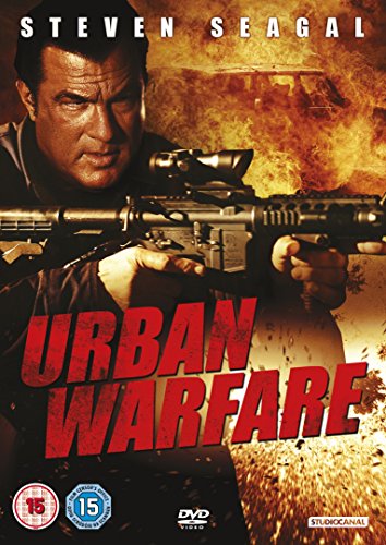 DVD cover for "Urban Warfare" featuring Steven Seagal holding a rifle, against a fiery background.
