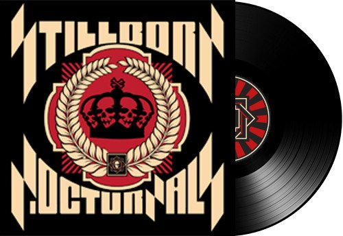 Black square with beige text "Stillborn Nocturnals" and a red and black emblem.