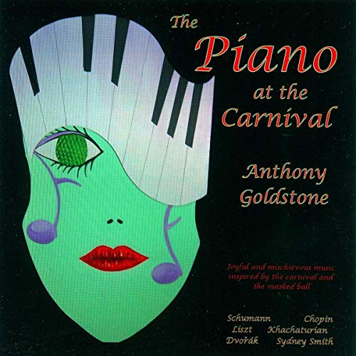 CD cover: stylized green mask with piano keys and red lips.