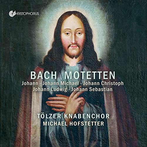 CD cover featuring a portrait of Jesus with text “Bach Motetten”.