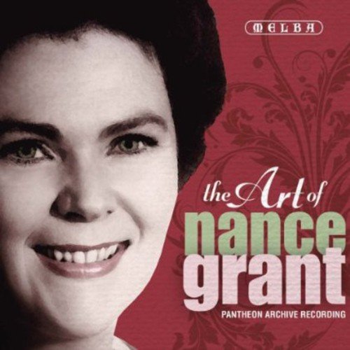 A red album cover featuring a black and white portrait of a smiling woman.