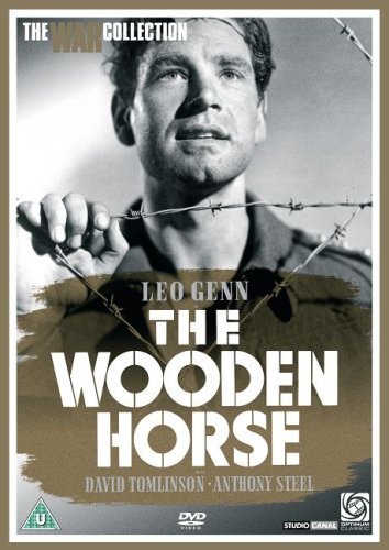 DVD cover for "The Wooden Horse" featuring a man behind barbed wire.