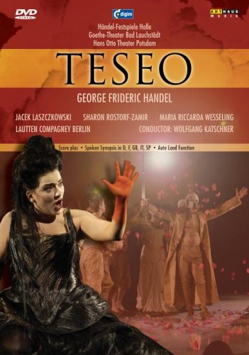 DVD cover for "Teseo" by George Frideric Handel, featuring a woman in a black dress.