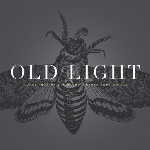 "Album cover with 'OLD LIGHT' text and a large moth illustration on a dark background."