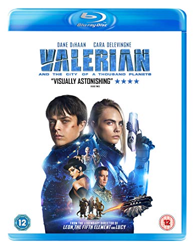 Valerian Blu-ray cover featuring Dane DeHaan and Cara Delevingne in a sci-fi scene.