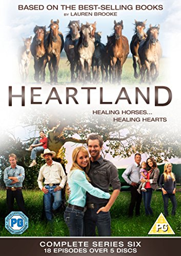 "Heartland season 6 DVD cover featuring cast and horses in a green field."