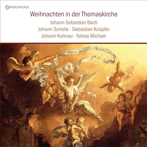 CD cover depicting angels with a banner, Baroque painting style.