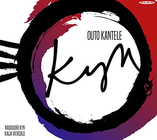 "Album cover with 'kyn' in a circle, surrounded by red and purple brush strokes."