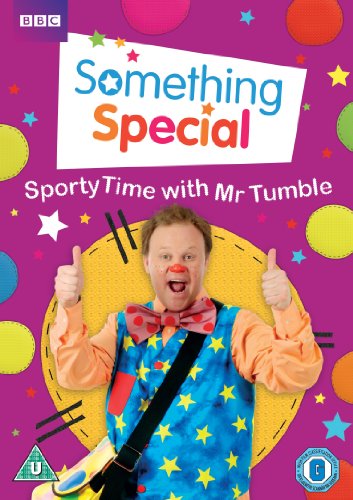 "DVD cover featuring Mr. Tumble in a blue star-patterned outfit giving two thumbs up."
