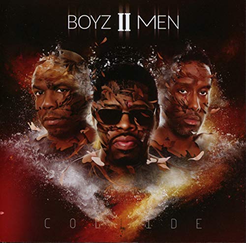 Boyz II Men album cover, "Collide," featuring three men's fractured portraits.