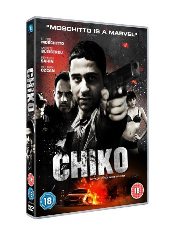 “Chiko” DVD cover featuring a man with a gun and fiery explosion.