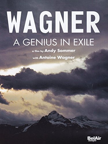 DVD cover for "Wagner: A Genius in Exile" with snowy mountains and cloudy sky.