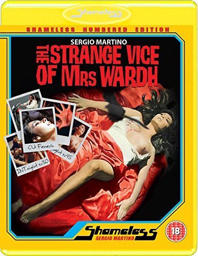 Blu-ray cover for "The Strange Vice of Mrs Wardh" with a suggestive image.