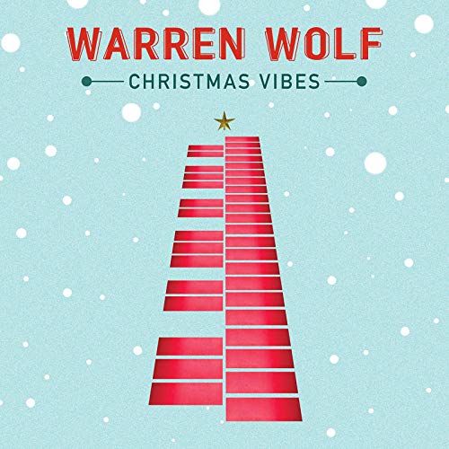 CD cover for "Warren Wolf - Christmas Vibes" with a red Christmas tree.