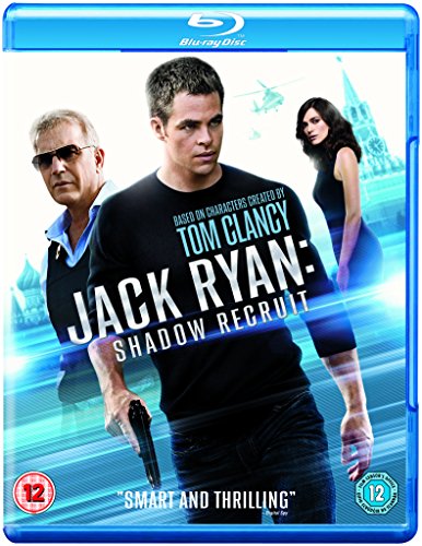 Blu-ray cover for "Jack Ryan: Shadow Recruit" featuring Chris Pine, Kevin Costner, and Keira Knightley.