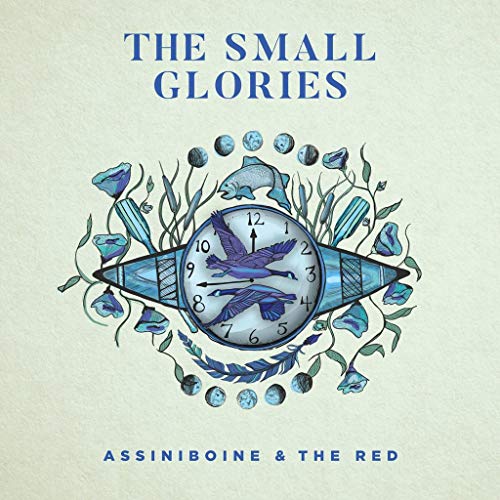 Album cover with clock face, birds, and flowers in shades of blue and green.
