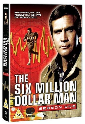 DVD cover for "The Six Million Dollar Man" featuring Lee Majors.
