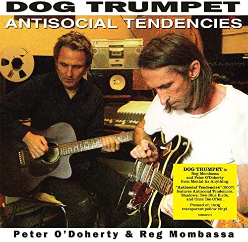Vinyl record cover featuring two musicians with guitars, and a reel-to-reel tape.