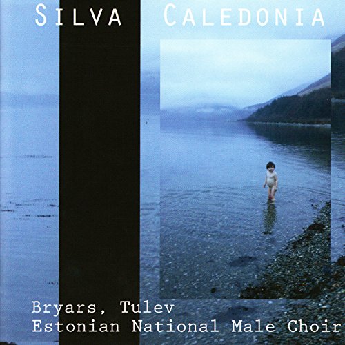 "CD cover with a child standing in a body of water, surrounded by mountains."