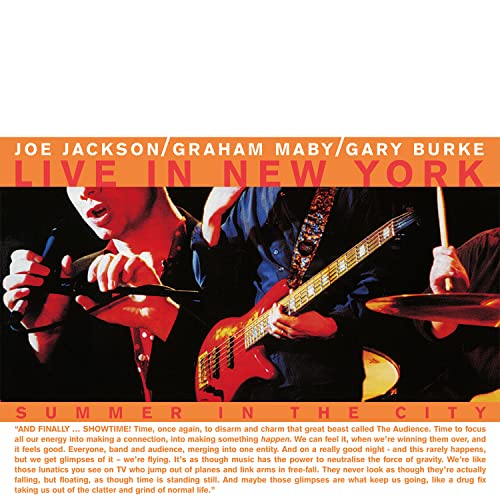 Joe Jackson album cover: live performance photo with bold text overlay.