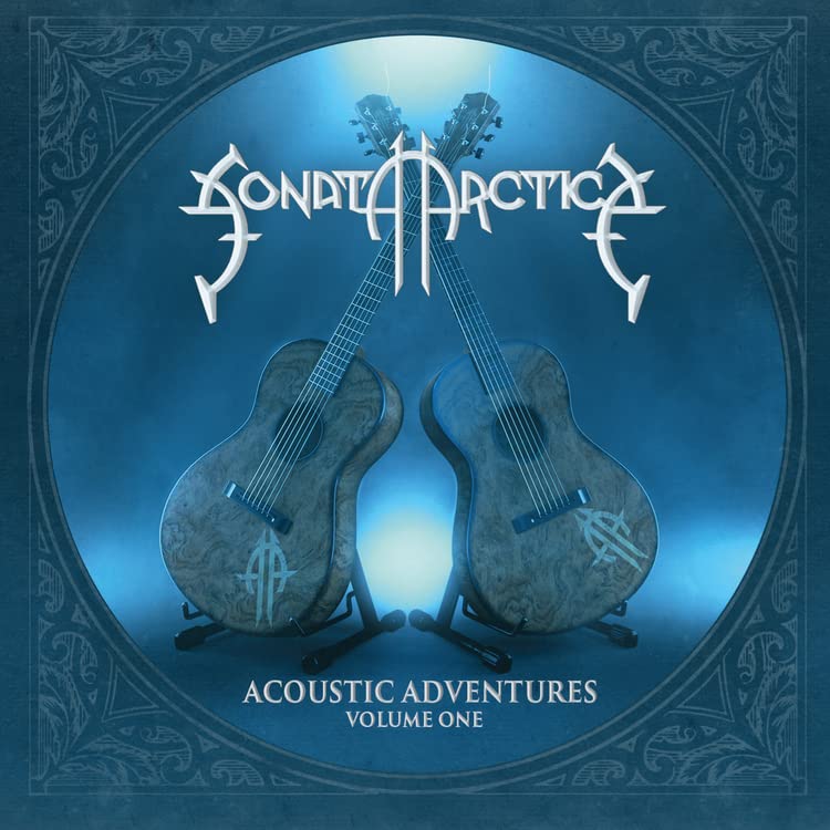Sonata Arctica album cover featuring two acoustic guitars on blue.