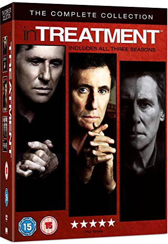 Red DVD box set with three men's portraits and "In Treatment" title.