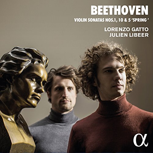 CD cover featuring Beethoven bust and two men, Lorenzo Gatto and Julien Libeer.