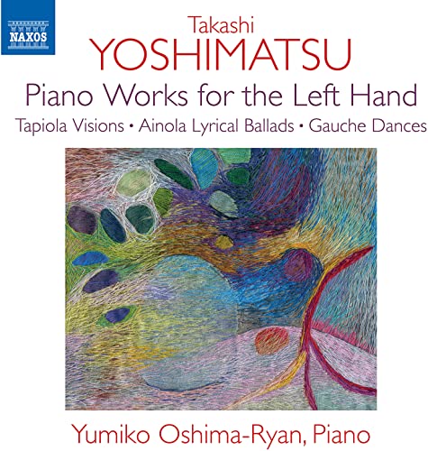 CD cover for Takashi Yoshimatsu’s piano works with abstract art.