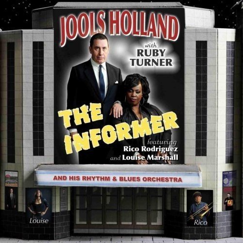"CD cover art featuring Jools Holland and Ruby Turner on a theater billboard."