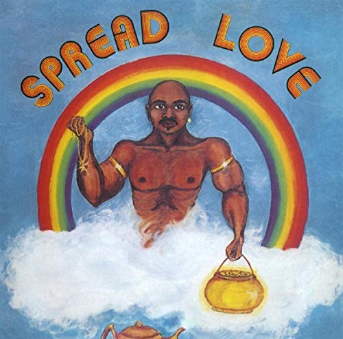 CD cover: Man with rainbow and pot of gold illustration.