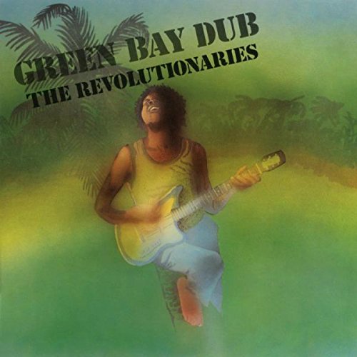 "Album cover featuring a man playing guitar, surrounded by palm trees and green background."