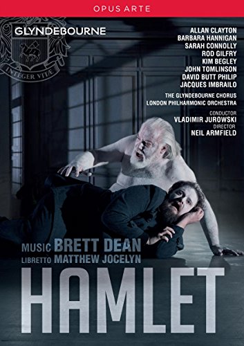 DVD cover featuring Hamlet being held by a ghostly figure, dark background.