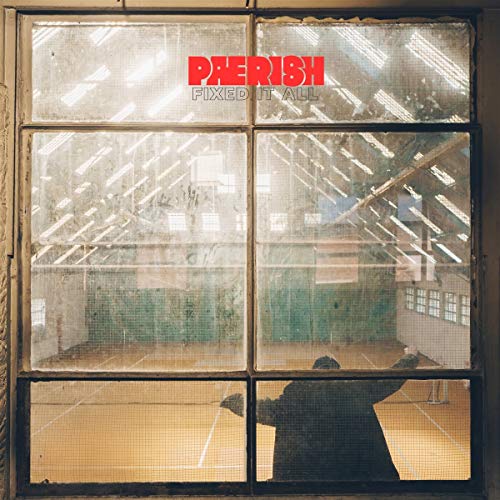 CD cover: a person silhouetted in a dilapidated gymnasium viewed through a window.