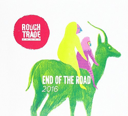 Colorful illustration of two figures on a green deer with white text and logo.