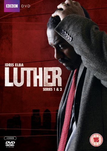 DVD cover featuring Idris Elba as Luther, with a red background and white text.