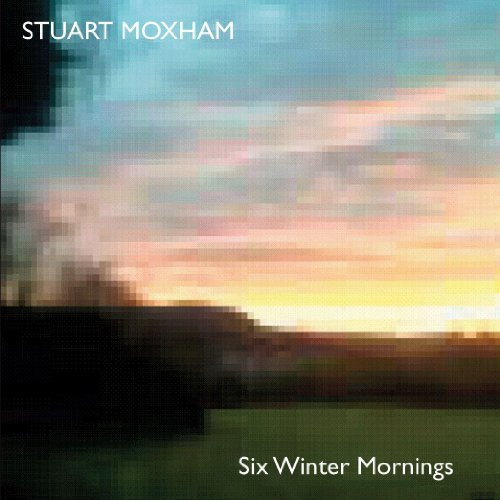 Pixelated album cover with sunrise or sunset over a landscape, artist and title shown.